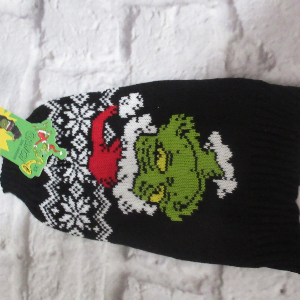 Dr. Seuss Grinch Dog Sweater Pet XS Black New Christmas Holiday Knit Apparel - Picture 2 of 6